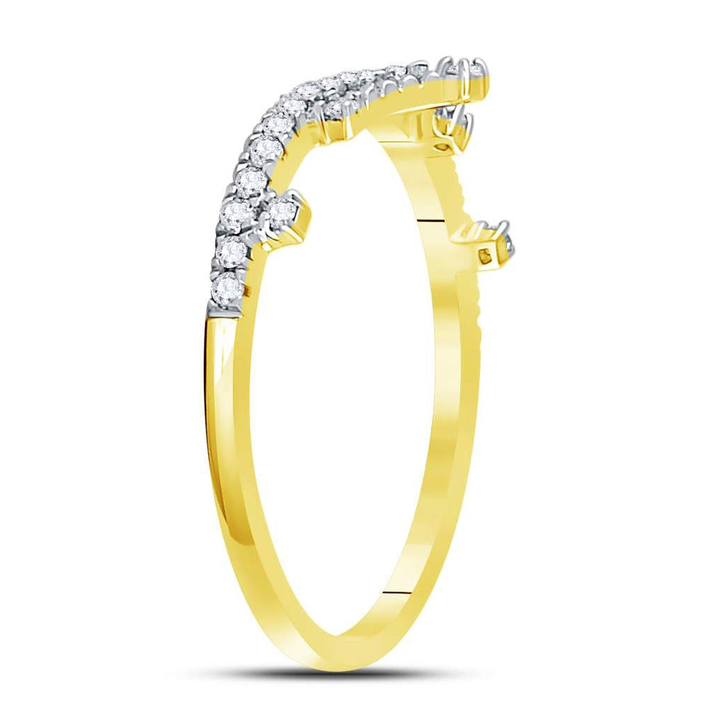 10K Yellow Or White Or Rose Gold Womens Round Diamond Crown Tiara Fashion Band Ring , Womens Size: 5-10