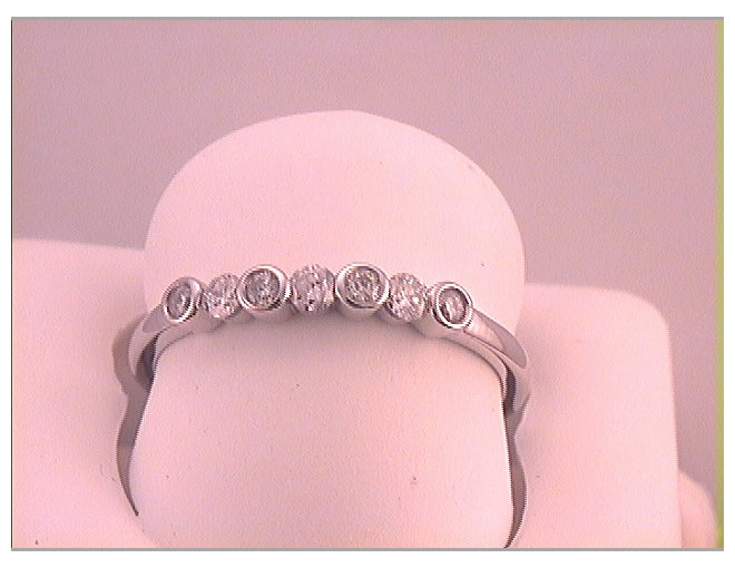 10kt White Gold Womens Round Diamond Single Row Bezel Stackable Ring 1/4 Cttw