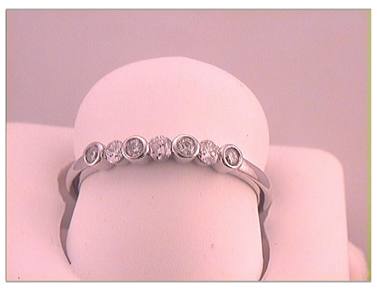 10kt White Gold Womens Round Diamond Single Row Bezel Stackable Ring 1/4 Cttw