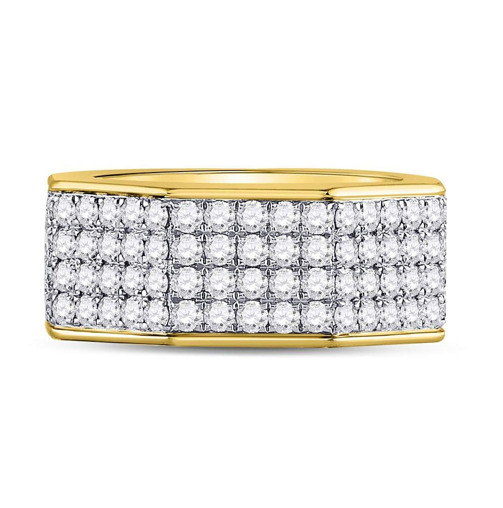 14kt Yellow Gold Mens Round Diamond Octagon Nut Band Ring 2-3/4 Cttw