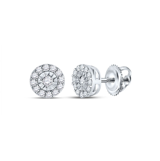 14K White Gold Womens Round Diamond Halo Earrings 1/4ctw