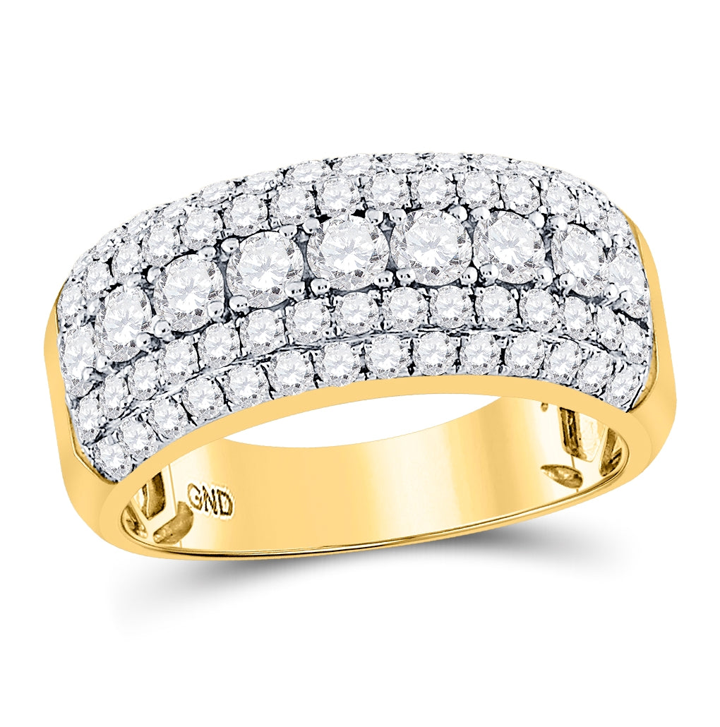 14K Yellow Gold Mens Round Diamond Band Ring 2 Cttw, Mens Size: 7-13