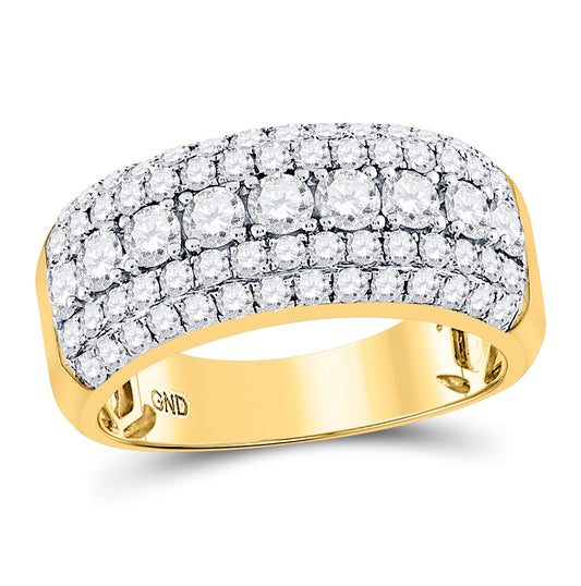 14K Yellow Gold Mens Round Diamond Band Ring 2 Cttw, Mens Size: 7-13