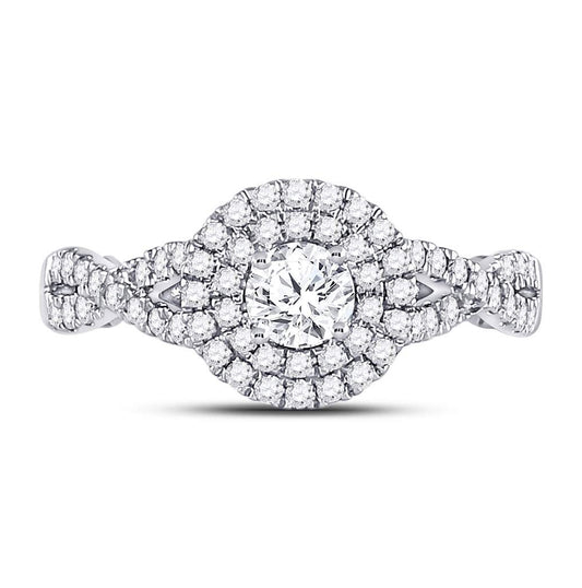 14kt White Gold Women's Round Diamond Solitaire Bridal Wedding Engagement Ring 1.00ctw