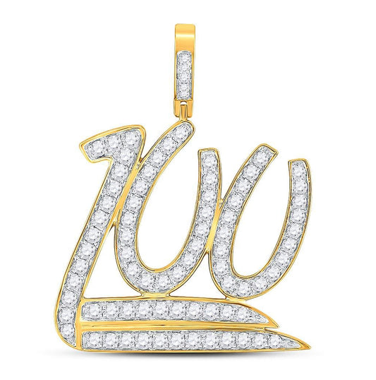 10kt Yellow Gold Mens Round Diamond Hundred Points 100 Emoji Charm Pendant 2-1/3 Cttw