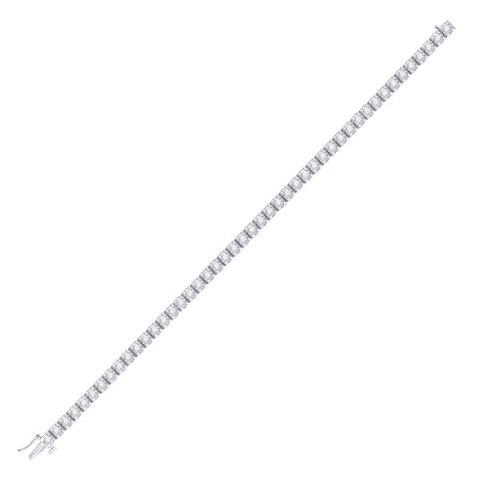 14K White Gold Womens Round Diamond Studded Tennis Bracelet 2 Cttw