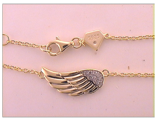 Sterling Silver 1/20ct Diamond Angel Wing Bracelet