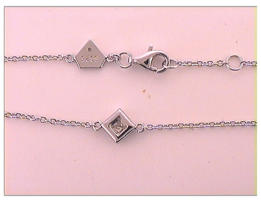 Sterling Silver 1/20ct. Diamond Womens Princess Bracelet