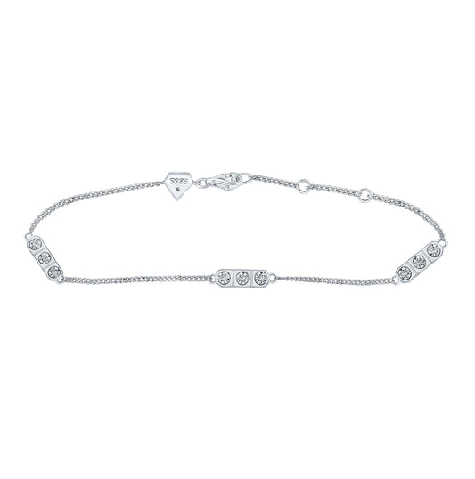 Sterling Silver 1/12ct Diamond Womens Linear Bracelet