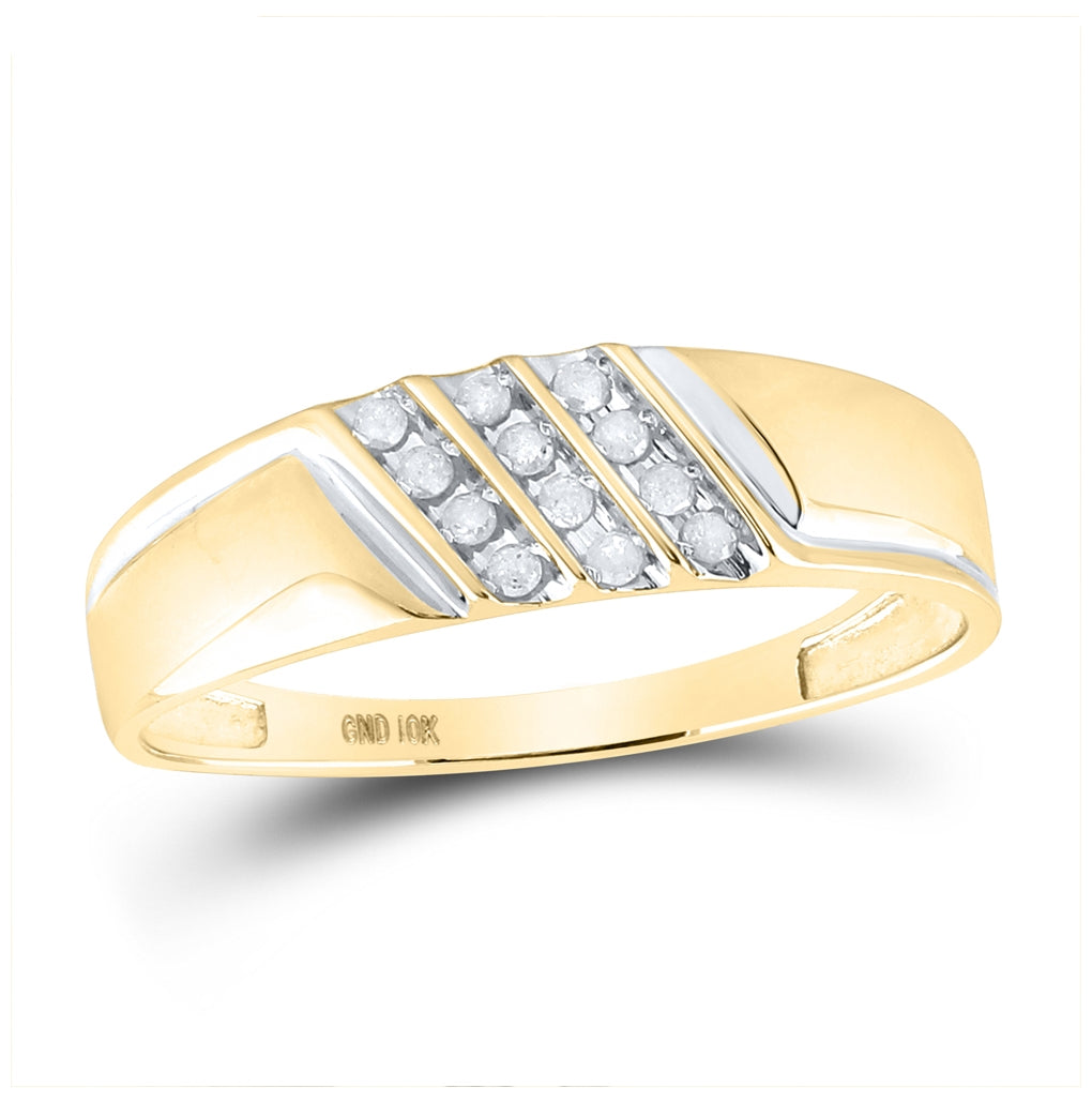 10kt Yellow Gold Mens Round Diamond Wedding Band Ring 1/8 Cttw