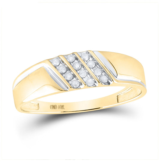 10kt Yellow Gold Mens Round Diamond Wedding Band Ring 1/8 Cttw