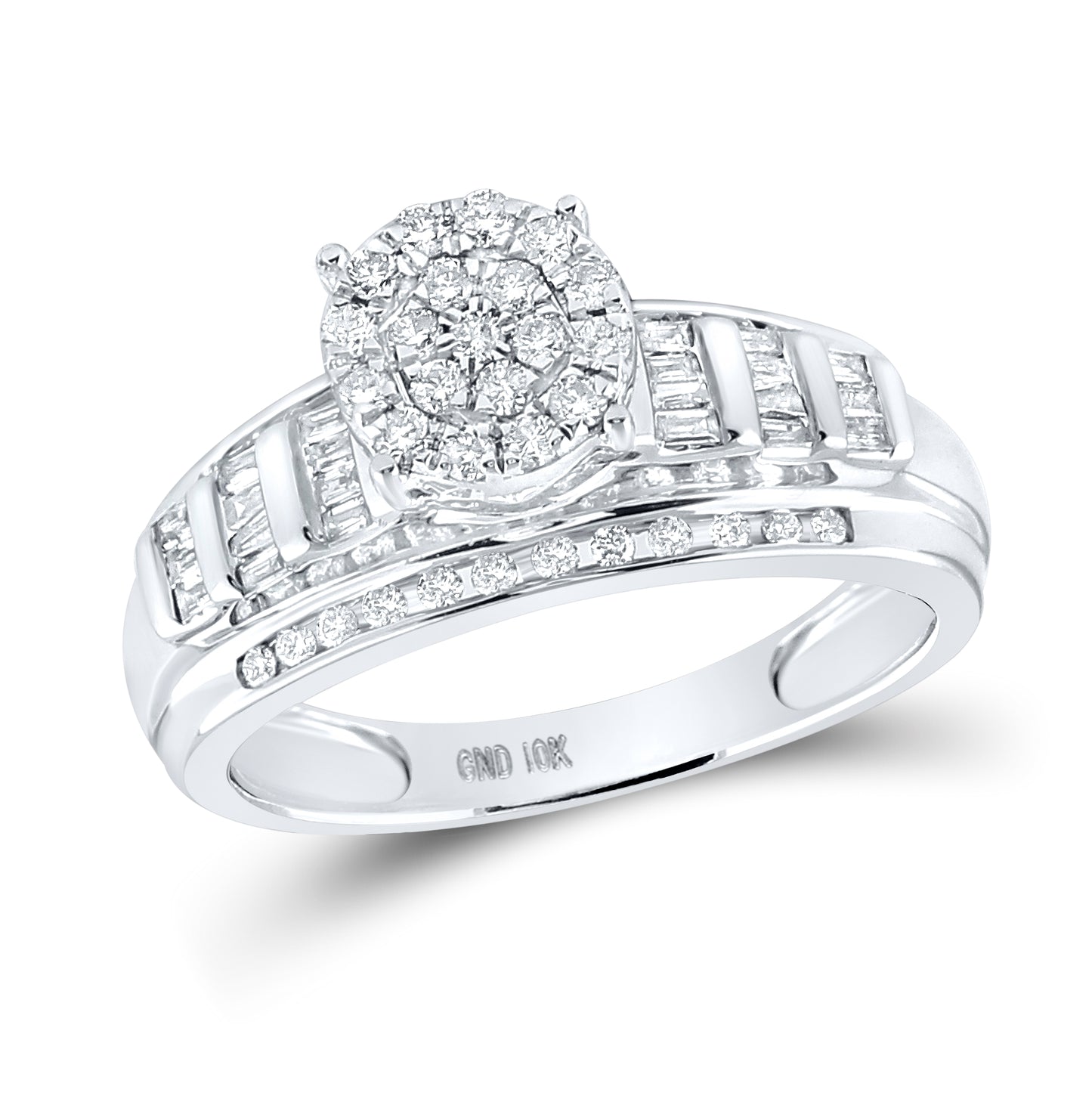 10kt White Gold Womens Round Diamond Cluster Bridal Wedding Engagement Ring 1/2 Cttw