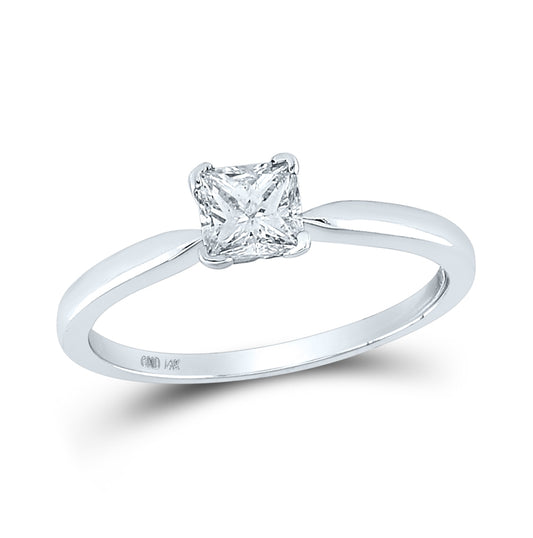 14kt White Gold Womens Princess Diamond Bridal Wedding Engagement Ring 1/2 Cttw