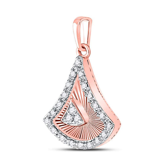 10K Rose Gold Womens Round Diamond Fashion Pendant 1/6 Cttw