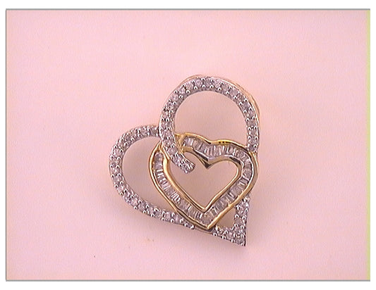 10kt Yellow Gold 1/3ct Diamond P1p2 Heart Pendant