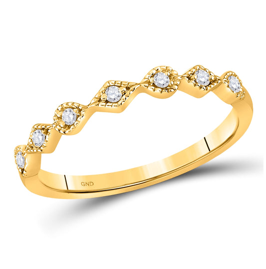 10K Yellow Or White Or Rose Gold Womens Round Diamond Stackable Band Ring , Womens Size: 5-10