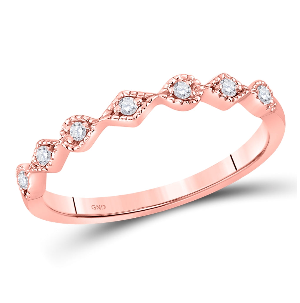 10K Yellow Or White Or Rose Gold Womens Round Diamond Stackable Band Ring , Womens Size: 5-10