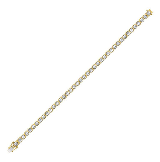 10K Yellow Gold Mens Round Diamond Cluster Fashion Bracelet 3 Cttw