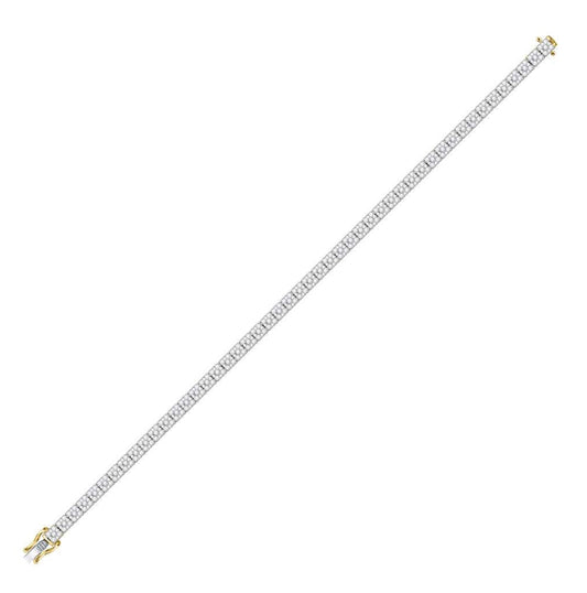 10K Yellow Gold Mens Round Diamond Studded Link Bracelet 4-1/3 Cttw