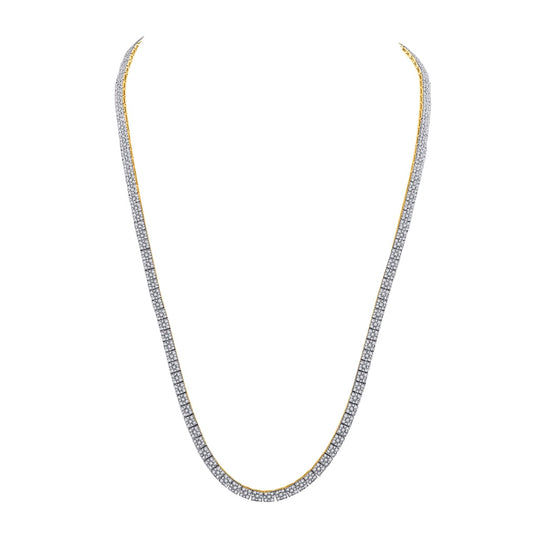 10K Yellow Gold Mens Round Diamond 24-inch Square Link Chain Necklace 12 Cttw, Length: 24.02 In, Width: 0.14 In