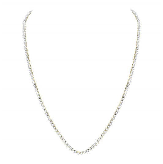 10kt Yellow Gold Mens Round Diamond Solitaire Linked 24"" Necklace 11.00 Cttw
