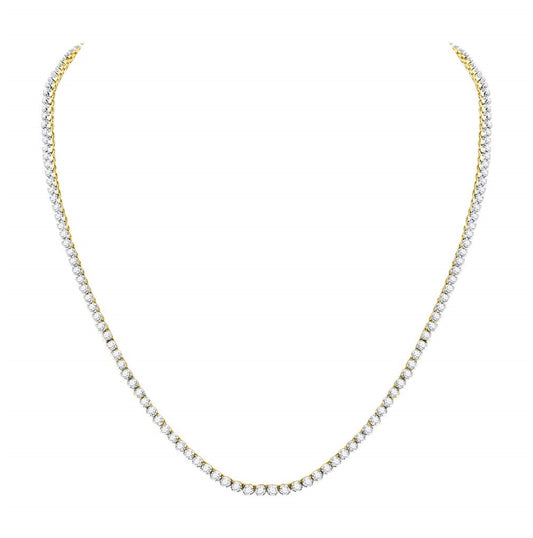 10kt Yellow Gold Mens Round Diamond Solitaire Linked 22"" Necklace 10-1/2 Cttw