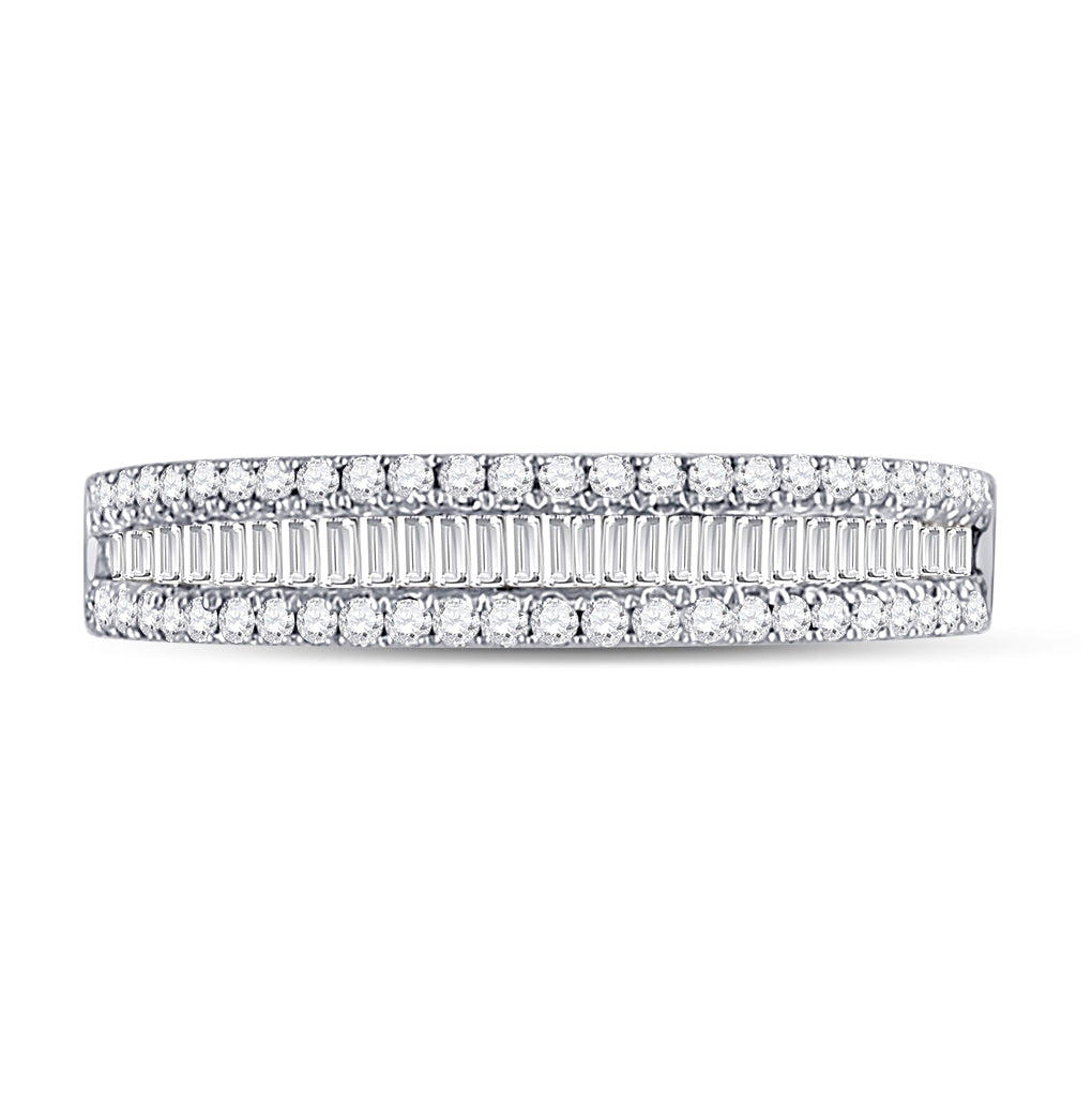 14K White Gold Womens Round Diamond Anniversary Band Ring 1/2 Cttw, Womens Size: 5-10