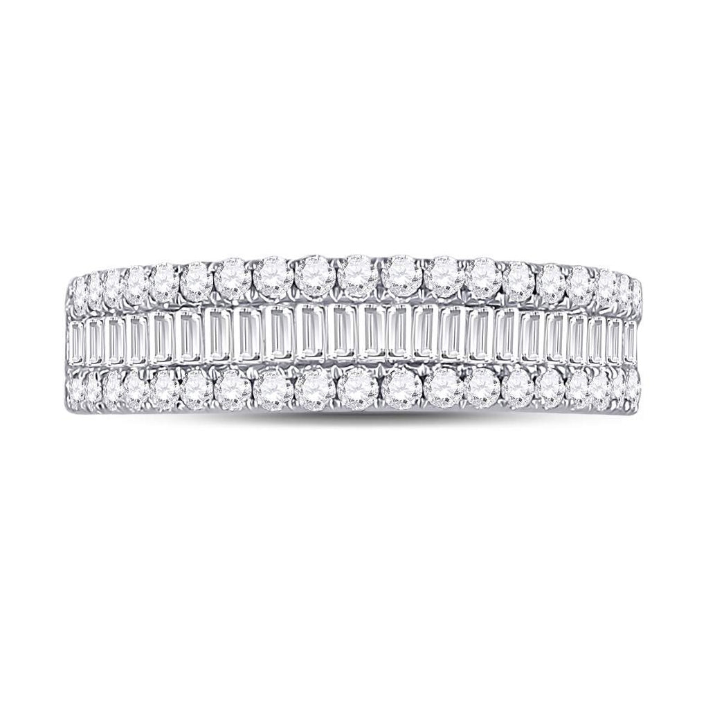 14K White Gold Womens Baguette Diamond Fashion Anniversary Ring 1 Cttw, Womens Size: 5-10