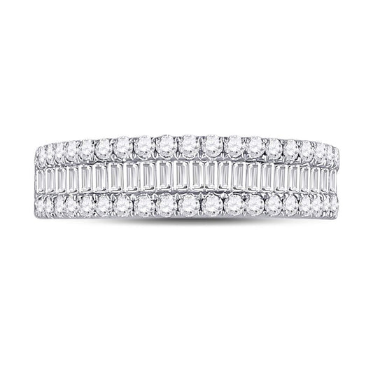 14K White Gold Womens Baguette Diamond Fashion Anniversary Ring 1 Cttw, Womens Size: 5-10