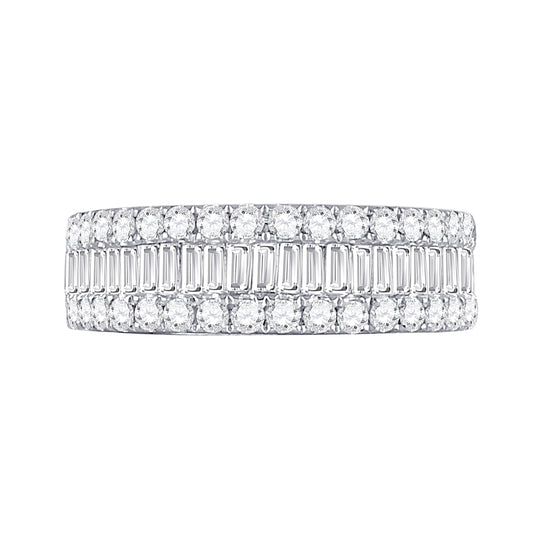 14K White Gold Womens Baguette Diamond Anniversary Band Ring 1-1/2 Cttw, Womens Size: 5-10