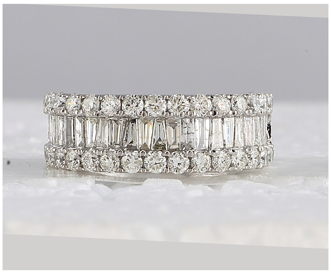 14K White Gold Womens Baguette Diamond Anniversary Ring 2 Cttw, Womens Size: 5-10