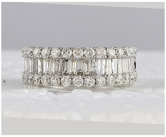 14K White Gold Womens Baguette Diamond Anniversary Ring 2 Cttw, Womens Size: 5-10
