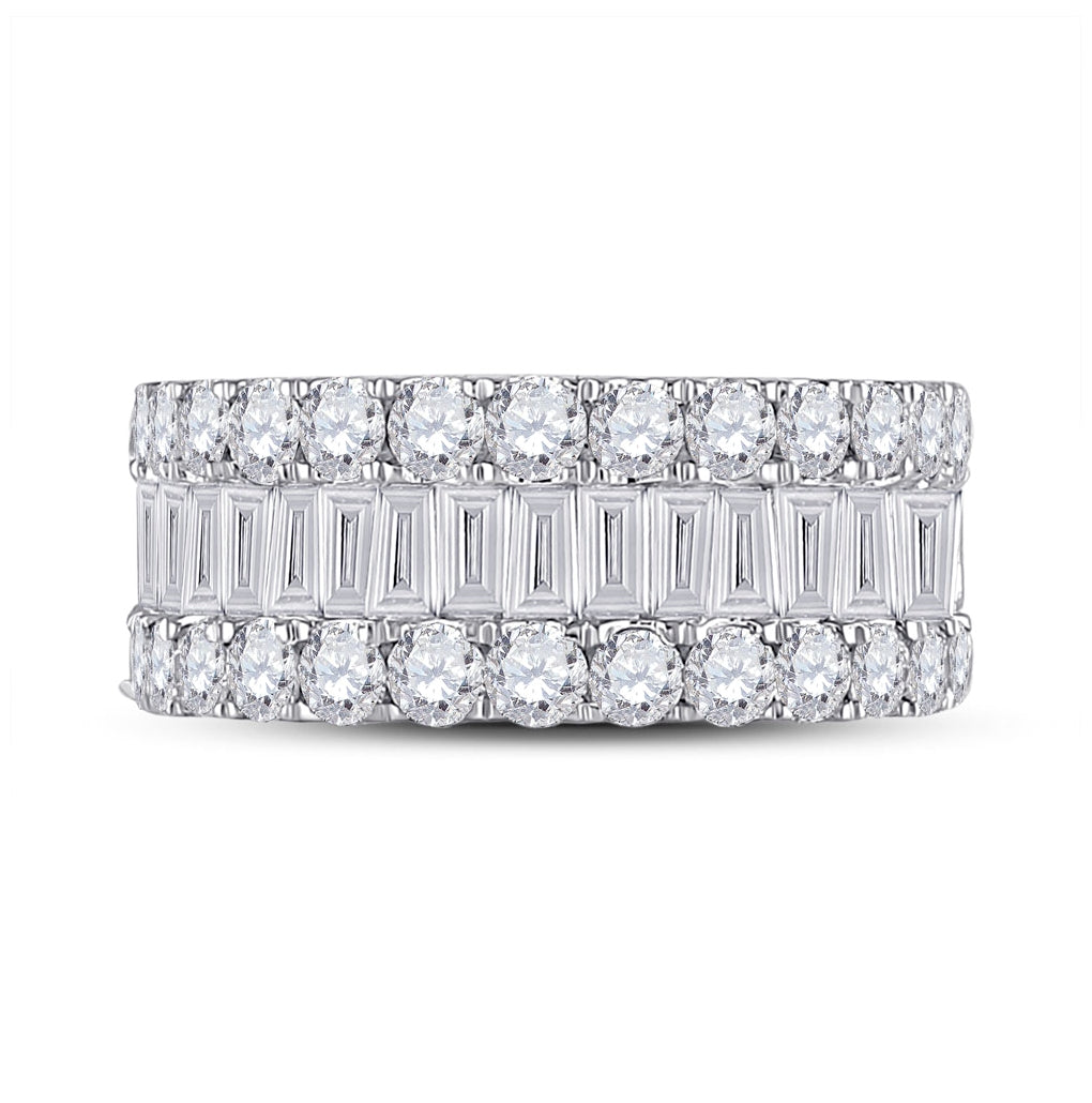 14K White Gold Womens Baguette Diamond Anniversary Ring 3 Cttw, Womens Size: 5-10