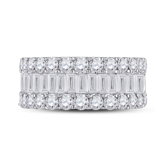 14K White Gold Womens Baguette Diamond Anniversary Ring 3 Cttw, Womens Size: 5-10
