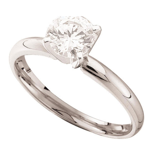 14K White Gold Womens Round Diamond Solitaire Bridal Wedding Engagement Ring 1/2 Cttw, Womens Size: 5-10