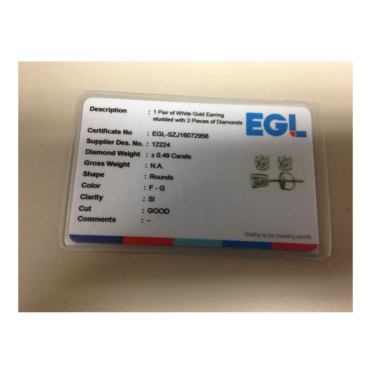 14K White Gold Womens Round Diamond Solitaire Earrings 1/2ctw