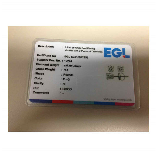 14K White Gold Womens Round Diamond Solitaire Earrings 1/2ctw