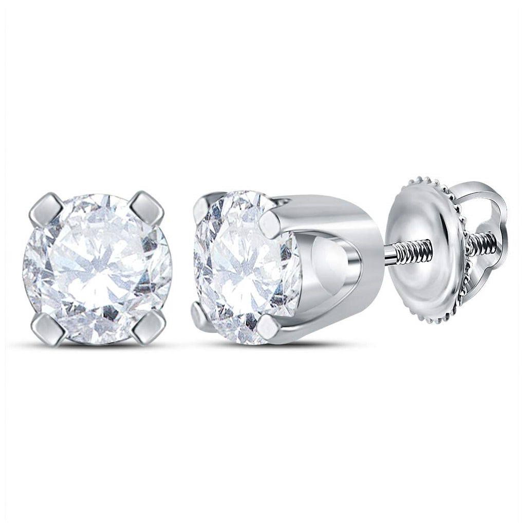 14K Yellow Or White Gold Unisex Round Diamond Solitaire Stud Earrings 1/2 Cttw