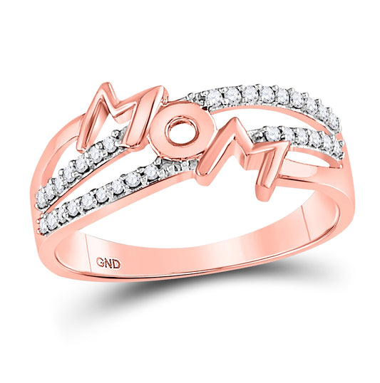 10K Rose Gold Womens Round Diamond Mom Band Ring 1/6 Cttw, Womens Size: 5-10