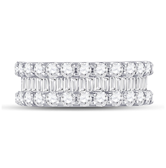 14K White Gold Womens Round Diamond Anniversary Band Ring 2-5/8 Cttw, Womens Size: 5-10