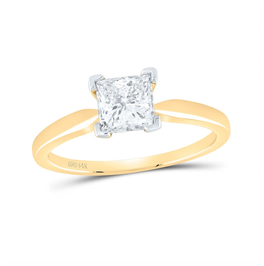 14K Yellow Gold Womens Princess Diamond Solitaire Bridal Wedding Engagement Ring 1 Cttw, Womens Size: 5-10