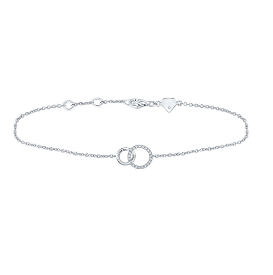 Sterling Silver 1/12ctw Diamond Bracelet-large Interlocking Circles