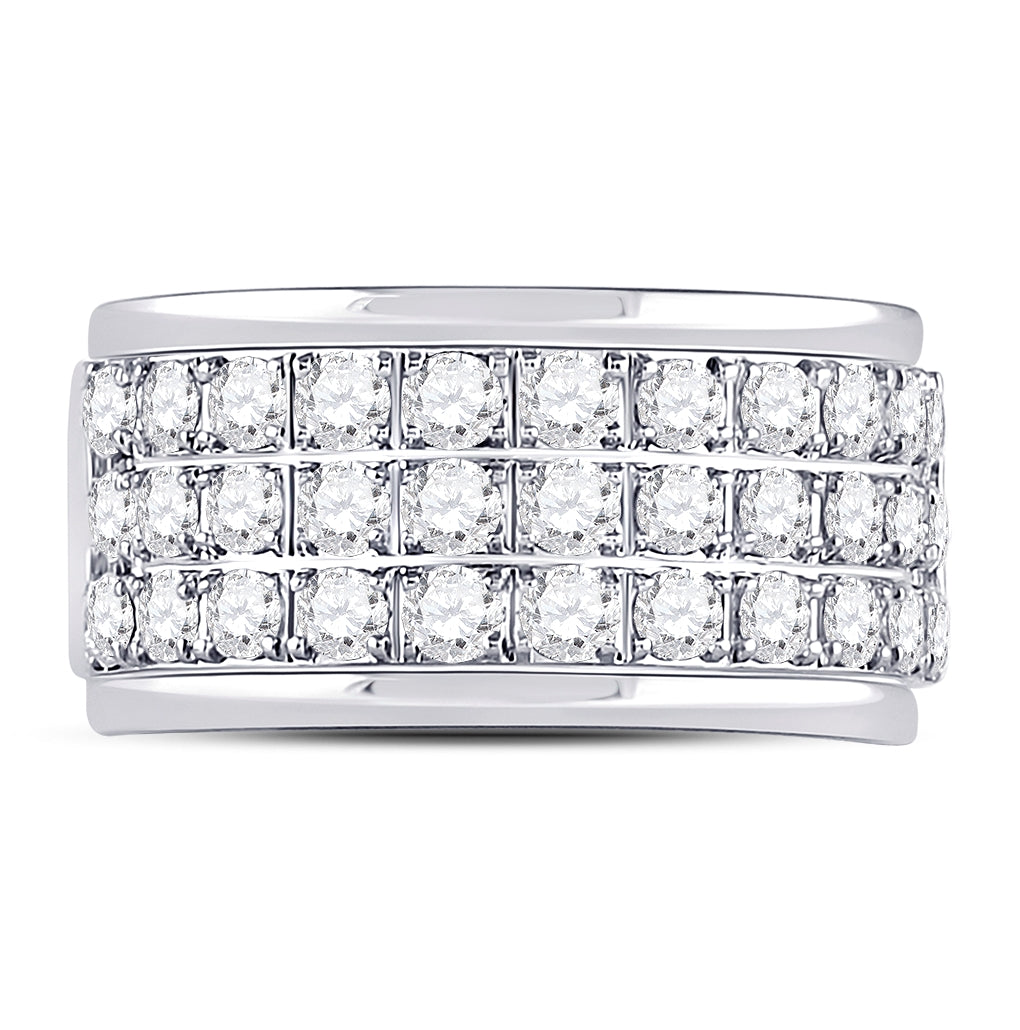 10K White Gold Womens Round Diamond Triple Row Band Ring 1-1/2 Cttw, Womens Size: 5-10
