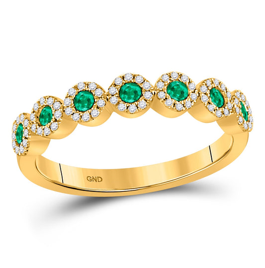 10K Yellow Gold Womens Round Emerald Diamond Stackable Band Ring 1/2 Cttw, Womens Size: 5-10