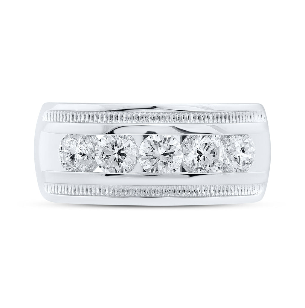 14kt White Gold 2 Ctw Diamond Ana M  Accu Set Mens Band