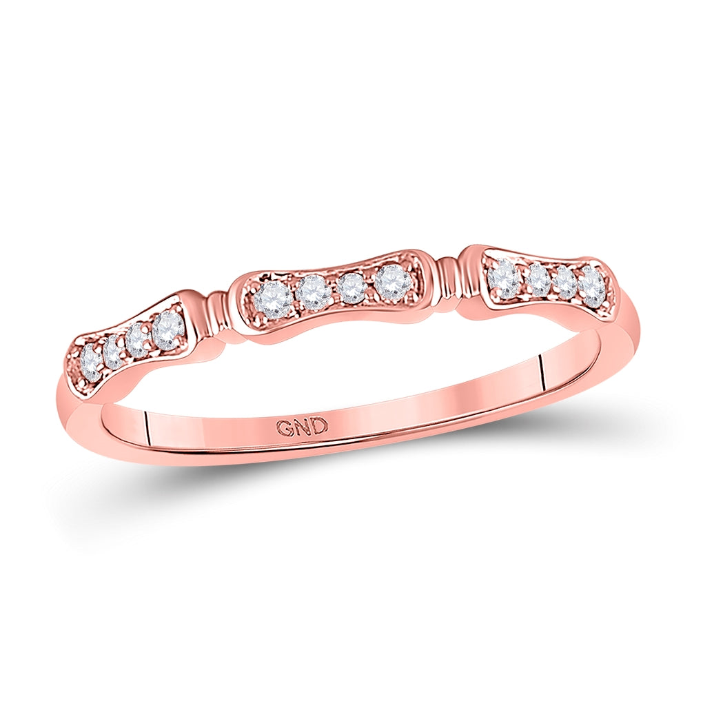 10K White Or Rose Gold Womens Round Diamond Stackable Band Ring , Womens Size: 5-10