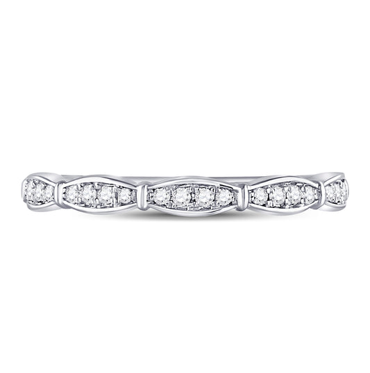 10K White Gold Womens Round Diamond Stackable Band Ring 1/8 Cttw, Womens Size: 5-10