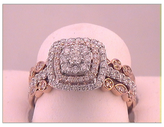 14kt Two-tone Gold 7/8ct Diamond Ana M  Quads With Guard Ring