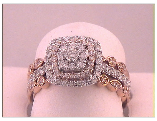 14kt Two-tone Gold 7/8ct Diamond Ana M  Quads With Guard Ring