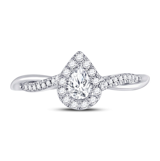 14K White Gold Pear Diamond Solitaire Bridal Wedding Engagement Ring 1/3 Cttw, Womens Size: 5-10